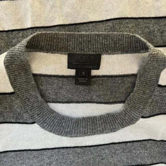 Perfectly Soft Italian Cashmere Grey Striped Sweater (J. Crew) - Picture 3 of 4